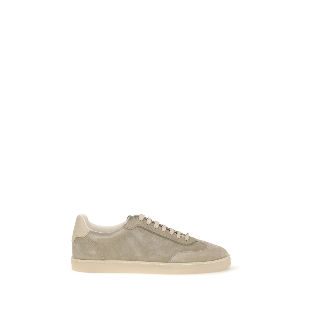 Brunello Cucinelli Beige Calf Leather Bos Taurus Sneakers Brunello Cucinelli