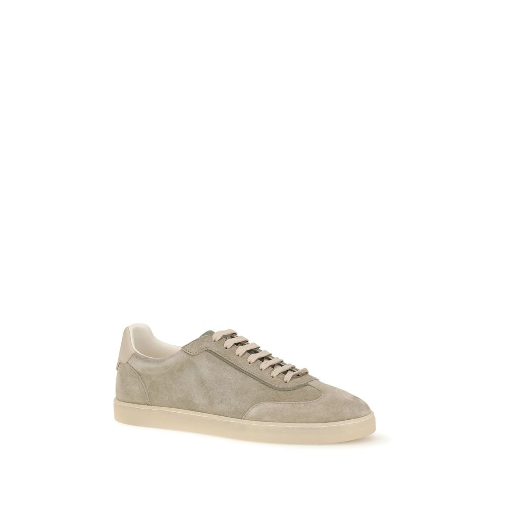 Brunello Cucinelli Beige Calf Leather Bos Taurus Sneakers Brunello Cucinelli