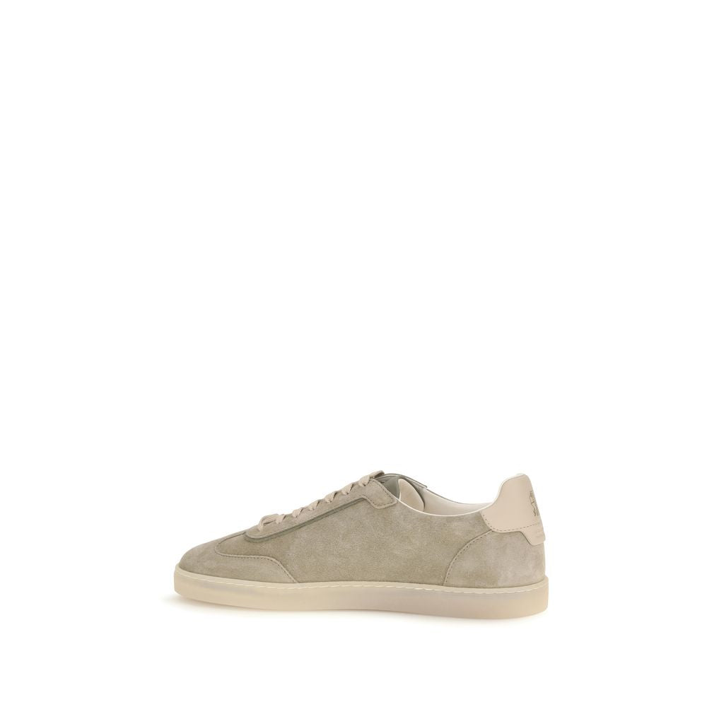 Brunello Cucinelli Beige Calf Leather Bos Taurus Sneakers Brunello Cucinelli