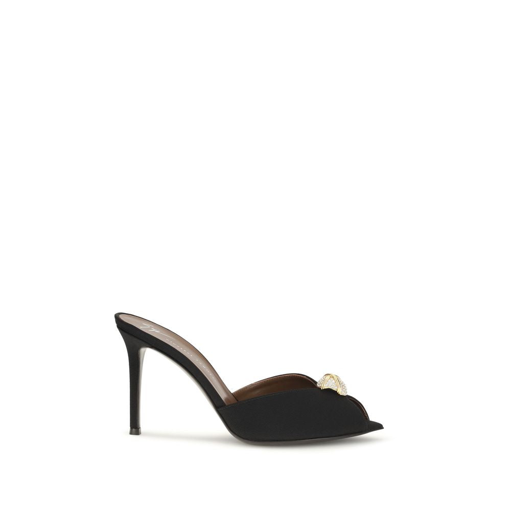 Giuseppe Zanotti Black Calf Leather Bos Taurus Stiletto Heel Sandals Giuseppe Zanotti