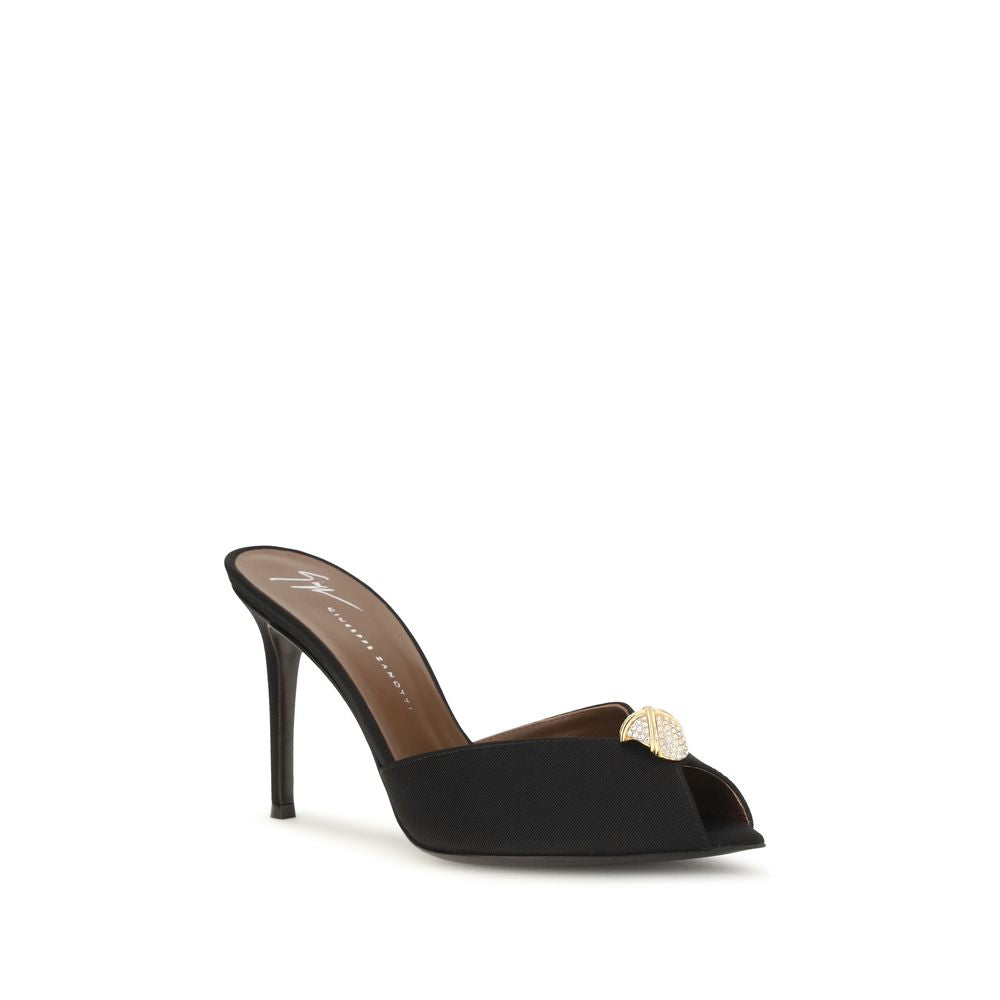 Giuseppe Zanotti Black Calf Leather Bos Taurus Stiletto Heel Sandals Giuseppe Zanotti