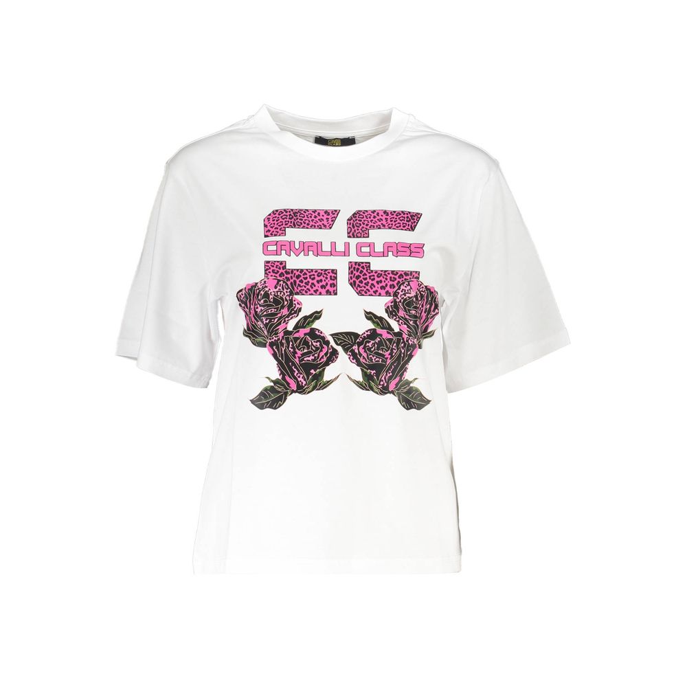 Cavalli Class Bianco Cotton Women's T-Shirt Cavalli Class