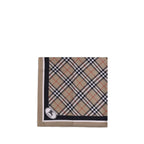 Burberry beige silk scarf with classic check pattern, elegant and lightweight accessory for stylish outfits.