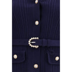 Self-Portrait Blue Polyamide Cardigan