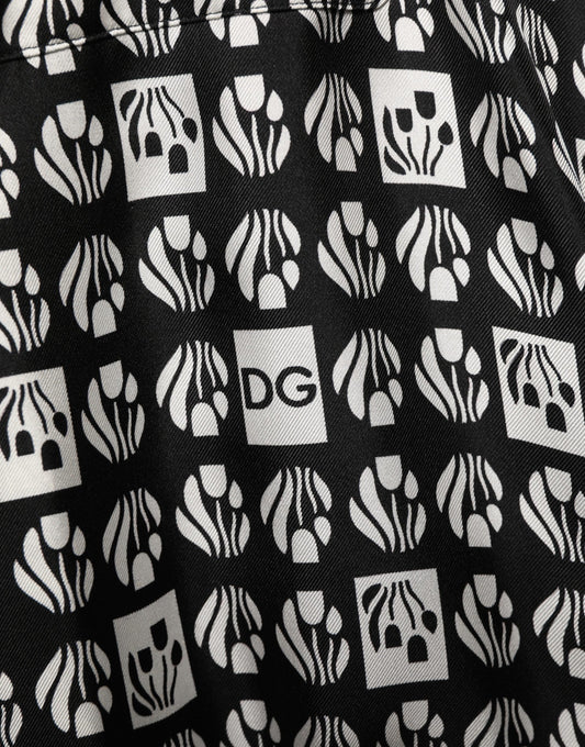 Dolce & Gabbana Black White Silk Men Wrap Robe Coat Jacket Dolce & Gabbana