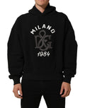 Dolce & Gabbana Black Cotton Milano1984 Print Hoodie Sweater