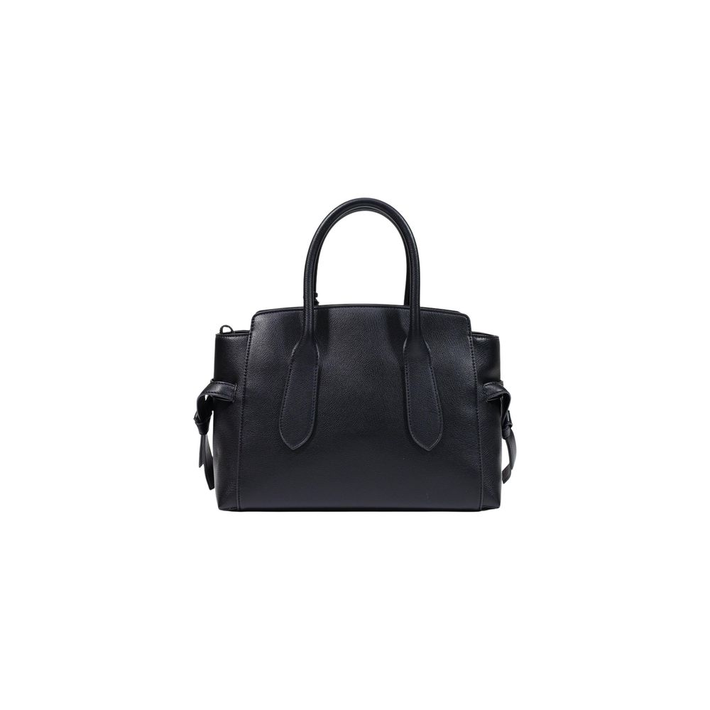 Love Moschino black polyethylene handbag with structured design and silver hardware, featuring the brand logo on the front.