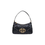 Love Moschino black polyethylene handbag with gold-tone hardware and logo detail, stylish and spacious for everyday use.
