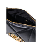 Black Love Moschino polyethylene handbag with quilted design and gold-tone hardware, stylish and functional for everyday use.