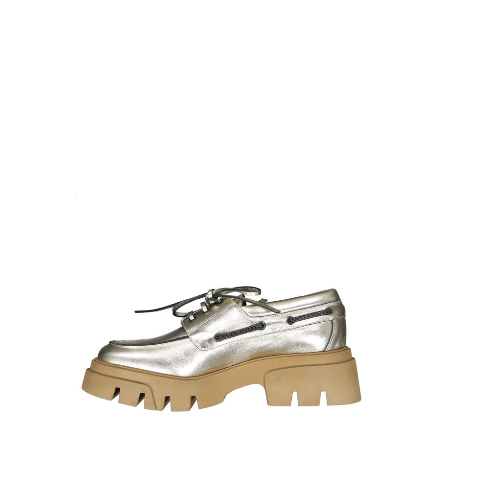 Brunello Cucinelli Gold Leather Platform Loafers Brunello Cucinelli