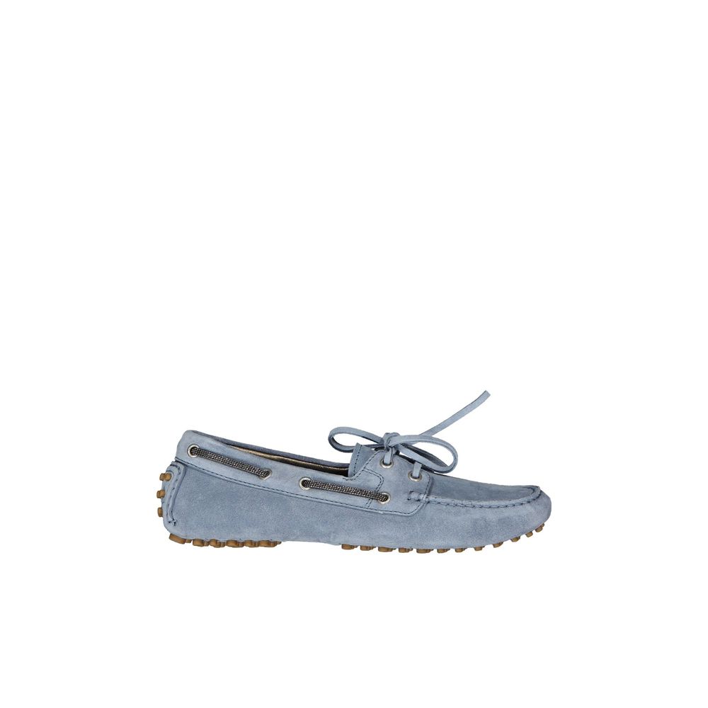 Brunello Cucinelli Blue Leather Moccassin Brunello Cucinelli