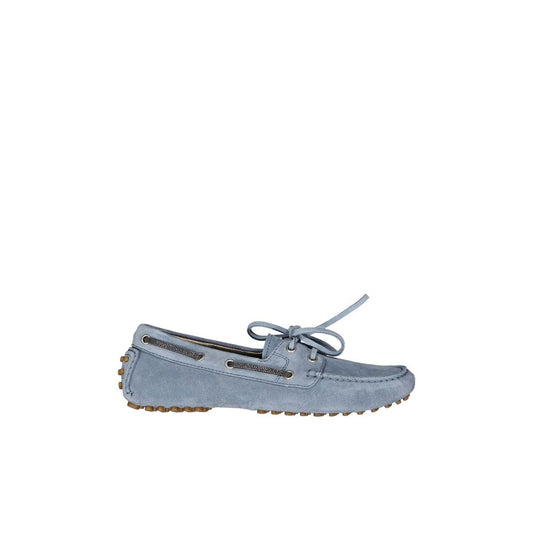 Brunello Cucinelli Blue Leather Moccassin Brunello Cucinelli