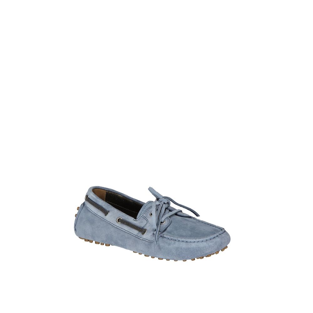 Brunello Cucinelli Blue Leather Moccassin Brunello Cucinelli