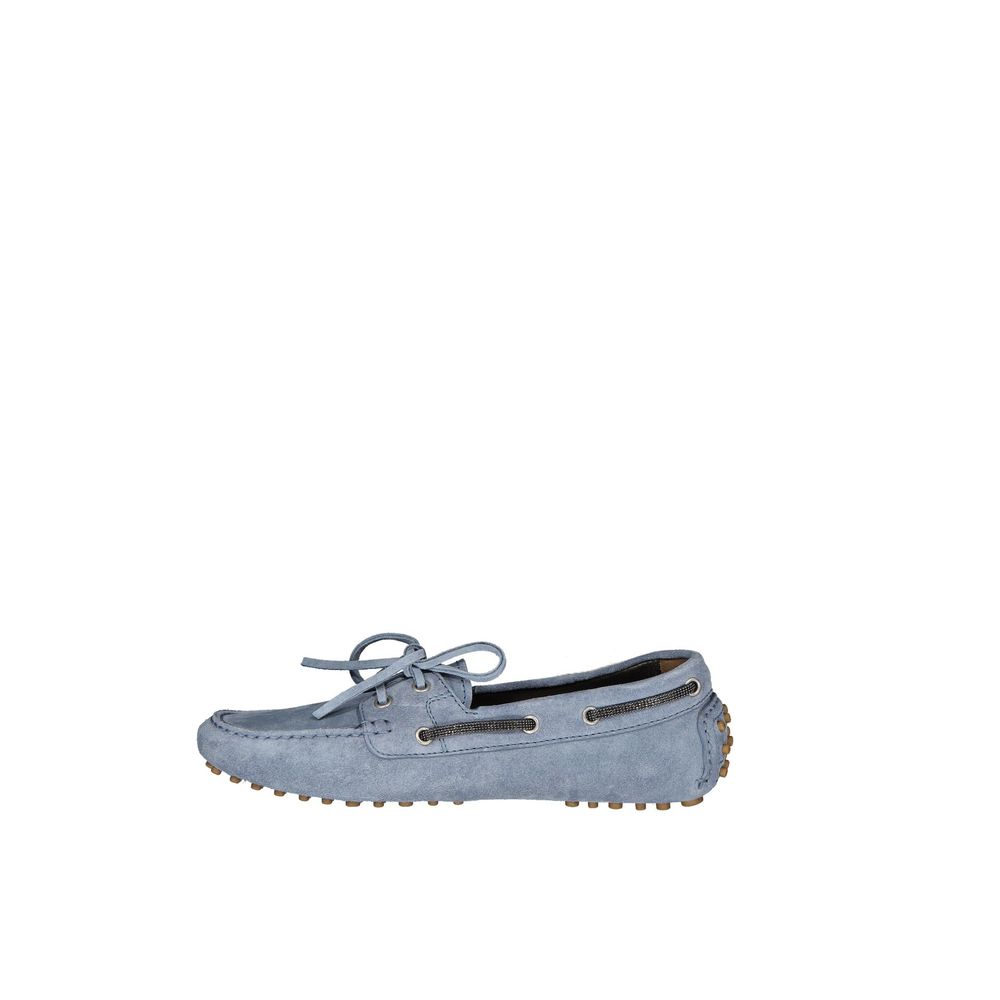 Brunello Cucinelli Blue Leather Moccassin Brunello Cucinelli