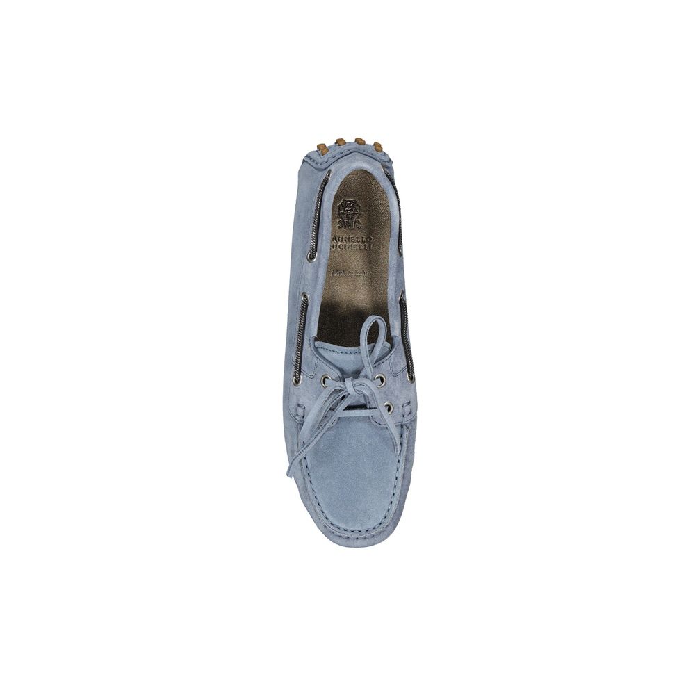 Brunello Cucinelli Blue Leather Moccassin Brunello Cucinelli
