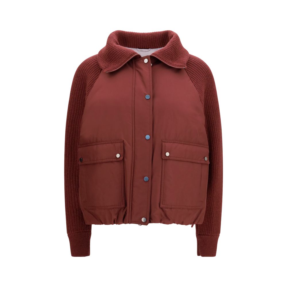 Brunello Cucinelli Bordeaux Polyester Full-Length Jacket Brunello Cucinelli