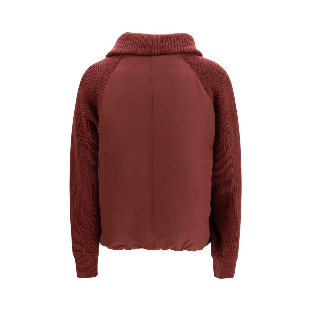 Brunello Cucinelli Bordeaux Polyester Full-Length Jacket Brunello Cucinelli