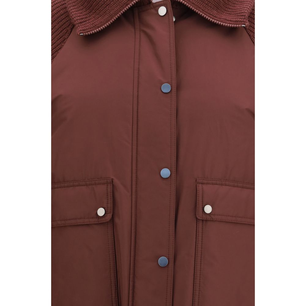 Brunello Cucinelli Bordeaux Polyester Full-Length Jacket Brunello Cucinelli