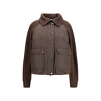 Brunello Cucinelli Brown Polyester Full-Length Jacket Brunello Cucinelli