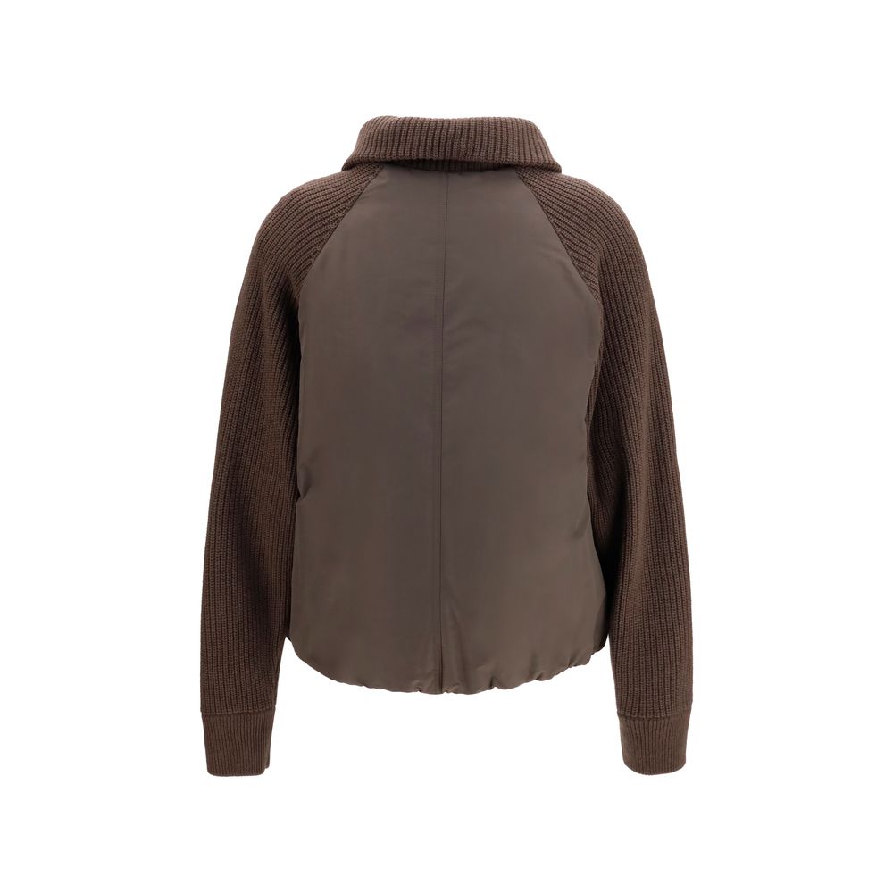 Brunello Cucinelli Brown Polyester Full-Length Jacket Brunello Cucinelli