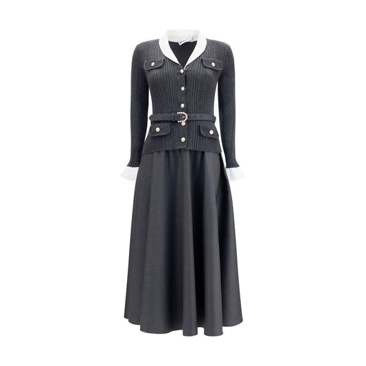 Self-Portrait Gray Polyamide Casual Dress Self-Portrait