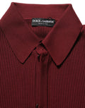 Dolce & Gabbana Burgundy Wool Button Down Cardigan Sweater Dolce & Gabbana