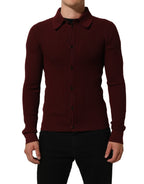 Dolce & Gabbana Burgundy Wool Button Down Cardigan Sweater Dolce & Gabbana