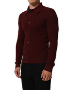 Dolce & Gabbana Burgundy Wool Button Down Cardigan Sweater Dolce & Gabbana