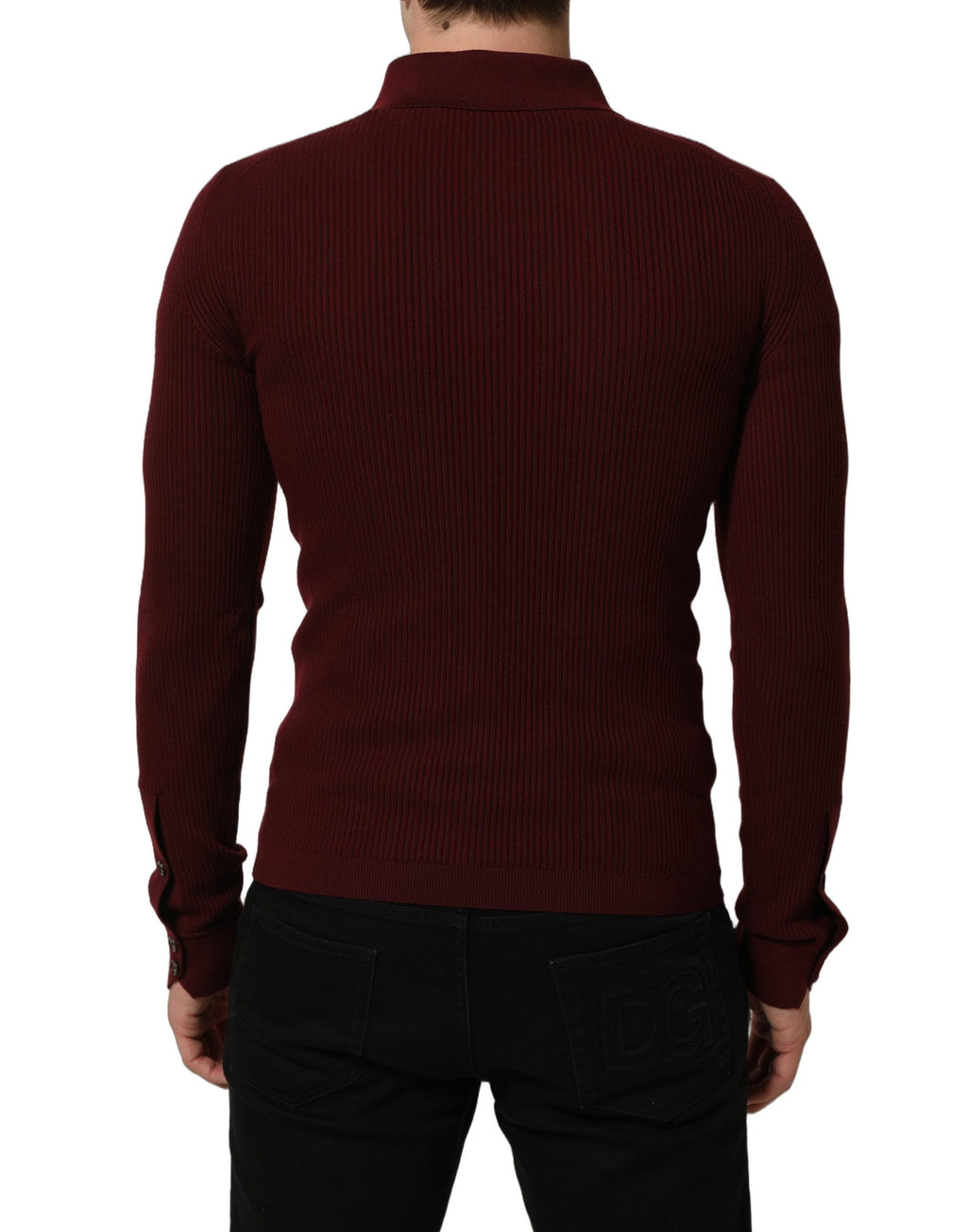 Dolce & Gabbana Burgundy Wool Button Down Cardigan Sweater Dolce & Gabbana