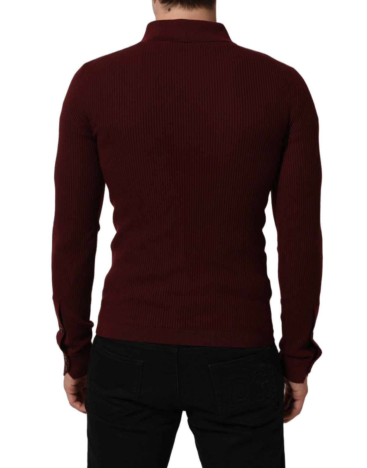 Dolce & Gabbana Burgundy Wool Button Down Cardigan Sweater Dolce & Gabbana