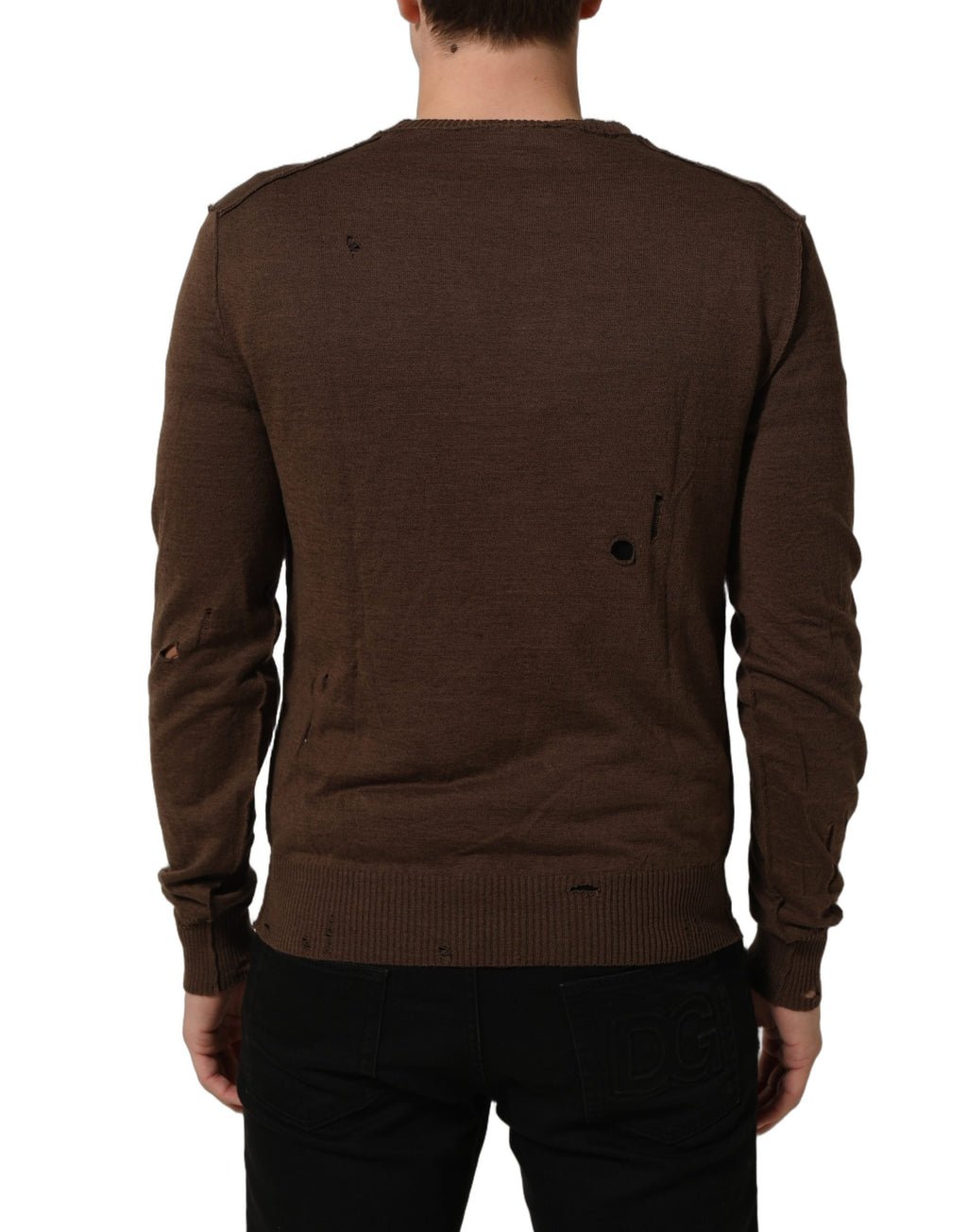 Dolce & Gabbana Brown Flax Buttoned V-neck Pullover Sweater Dolce & Gabbana