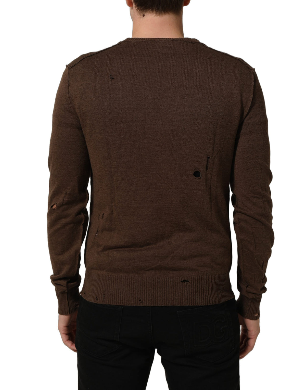 Dolce & Gabbana Brown Flax Buttoned V-neck Pullover Sweater Dolce & Gabbana