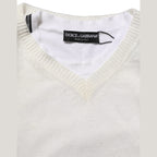 Dolce & Gabbana White Flax CrewNeck Layered Pullover Sweater Dolce & Gabbana