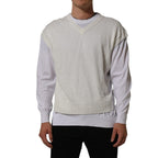 Dolce & Gabbana White Flax CrewNeck Layered Pullover Sweater Dolce & Gabbana