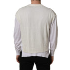 Dolce & Gabbana White Flax CrewNeck Layered Pullover Sweater Dolce & Gabbana