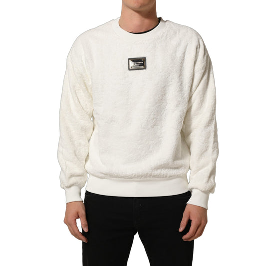 Dolce & Gabbana White LogoPlaque CrewNeck Sweatshirt Sweater Dolce & Gabbana