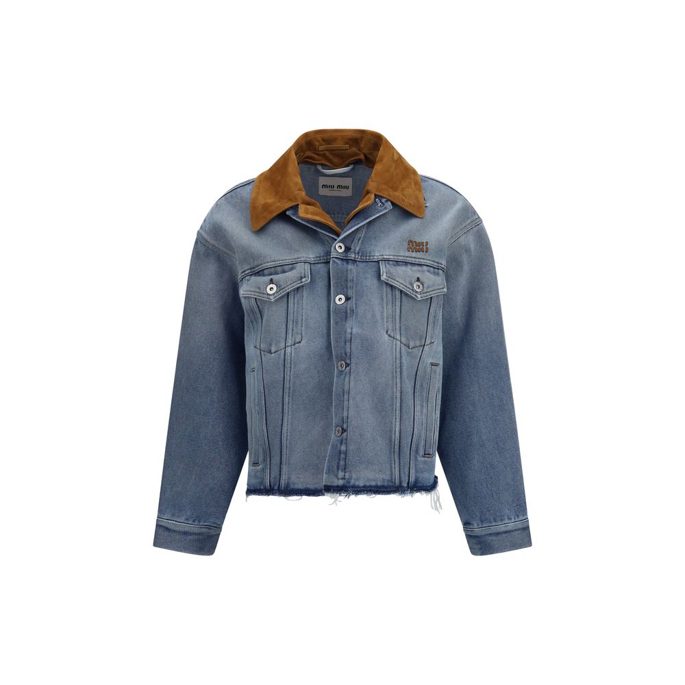 Miu Miu Blue Cotton Denim Jacket Miu Miu