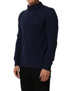 Dolce & Gabbana Blue Wool Knit Turtleneck Pullover Sweater Dolce & Gabbana