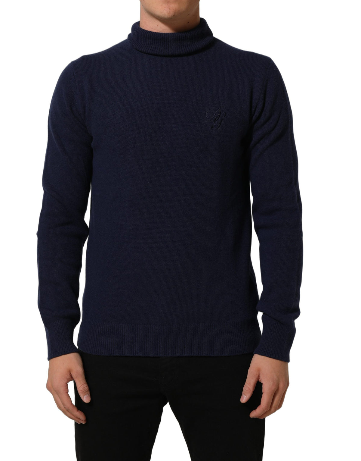 Dolce & Gabbana Blue Wool Knit Turtleneck Pullover Sweater Dolce & Gabbana