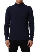 Dolce & Gabbana Blue Wool Knit Turtleneck Pullover Sweater Dolce & Gabbana