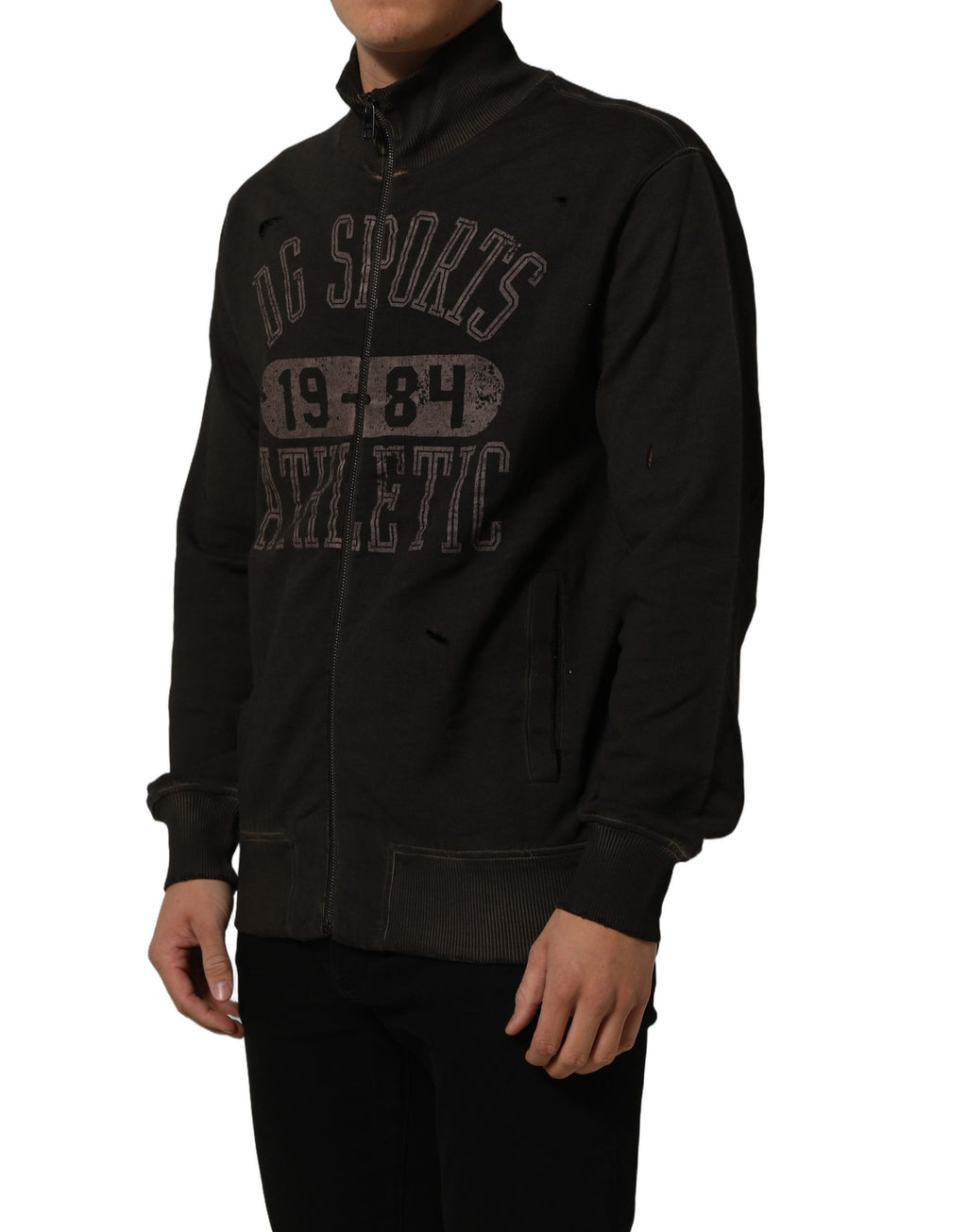 Dolce & Gabbana Brown Logo Print Full Zip Sweatshirt Sweater Dolce & Gabbana
