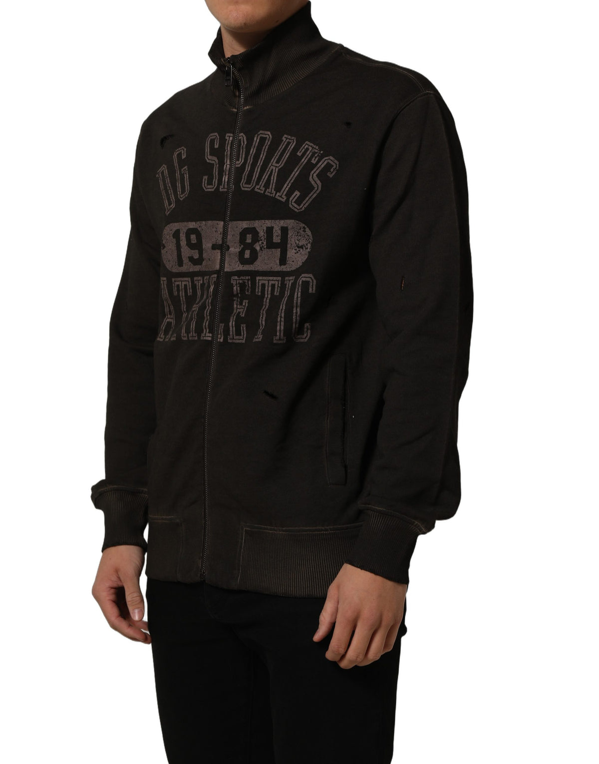 Dolce & Gabbana Brown Logo Print Full Zip Sweatshirt Sweater Dolce & Gabbana