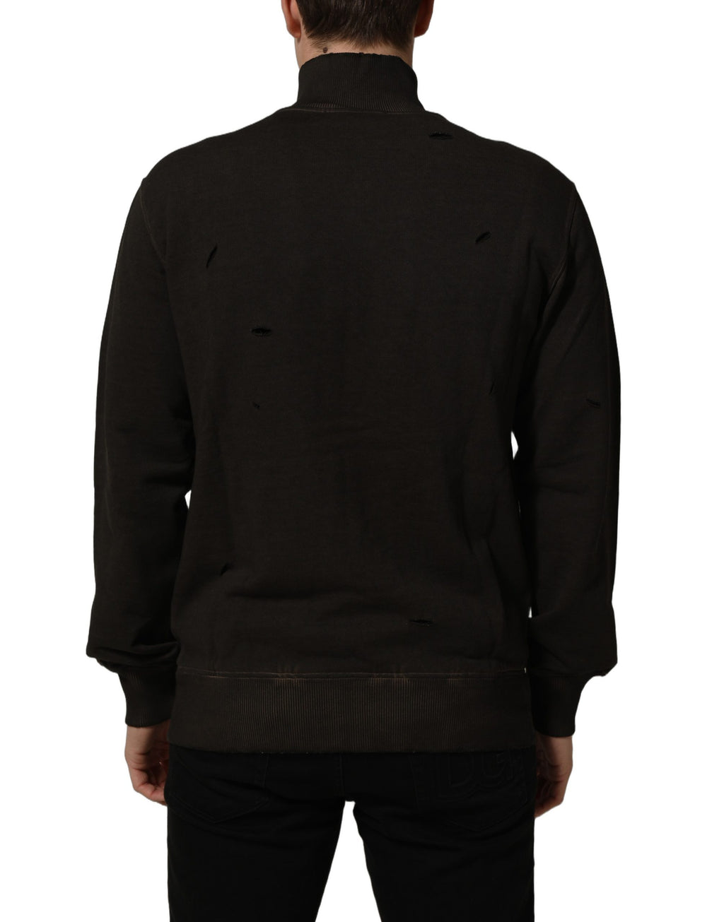 Dolce & Gabbana Brown Logo Print Full Zip Sweatshirt Sweater Dolce & Gabbana