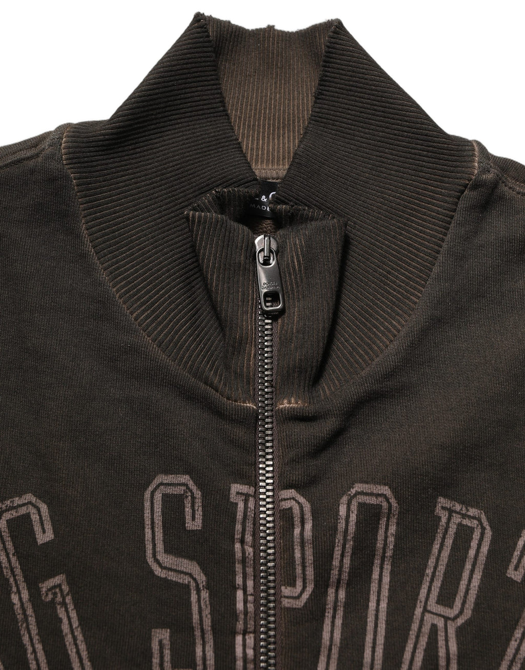 Dolce & Gabbana Brown Logo Print Full Zip Sweatshirt Sweater Dolce & Gabbana
