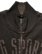 Dolce & Gabbana Brown Logo Print Full Zip Sweatshirt Sweater Dolce & Gabbana