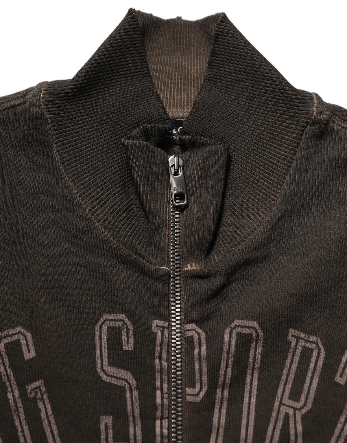 Dolce & Gabbana Brown Logo Print Full Zip Sweatshirt Sweater Dolce & Gabbana