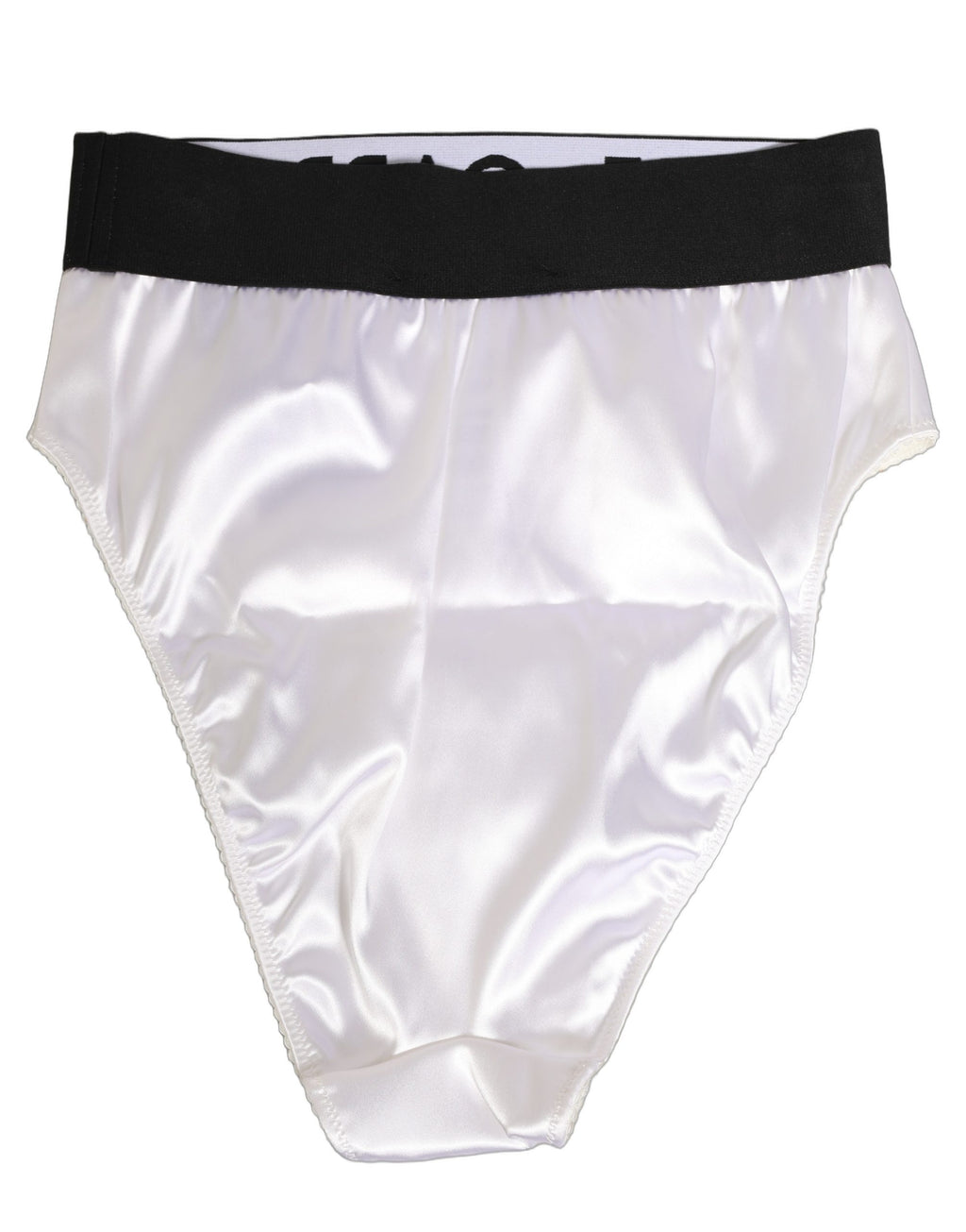 Dolce & Gabbana White Satin High-Waist Brief Logo Women Underwear Dolce & Gabbana