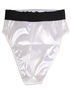 Dolce & Gabbana White Satin High-Waist Brief Logo Women Underwear Dolce & Gabbana