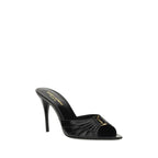 Saint Laurent Black Lamb Ovis Aries Stiletto Heel Sandals