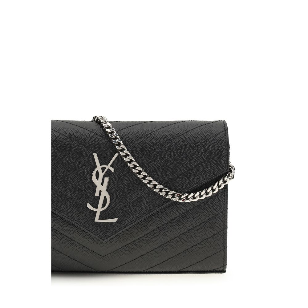 Saint Laurent Bos Taurus wallet made of black calf leather featuring sleek design and refined craftsmanship.